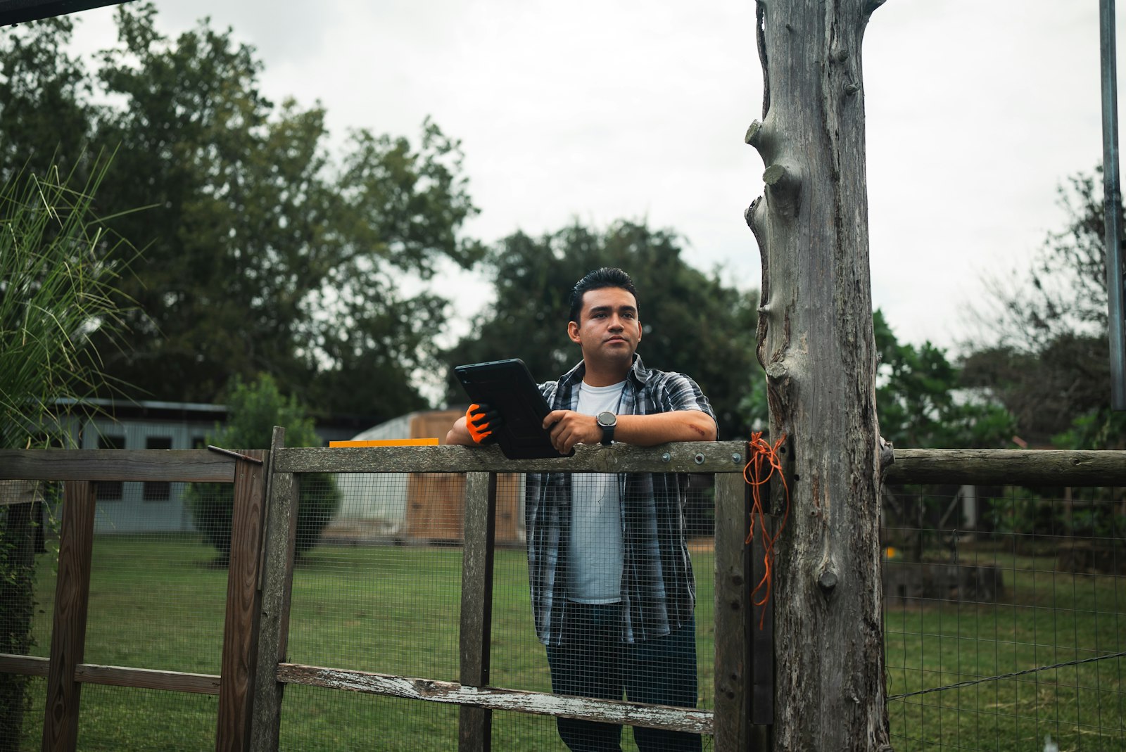 Farmer using a tablet in the field